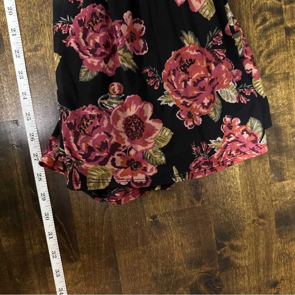 Dark Floral Y2K Babydoll Dress Size XS Black Wimsigoth Fairy Grunge Romantic - Picture 8 of 10